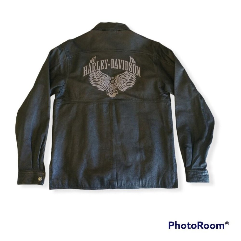 Men's Small S Harley-Davidson Leather 1/2 Zip Pullover